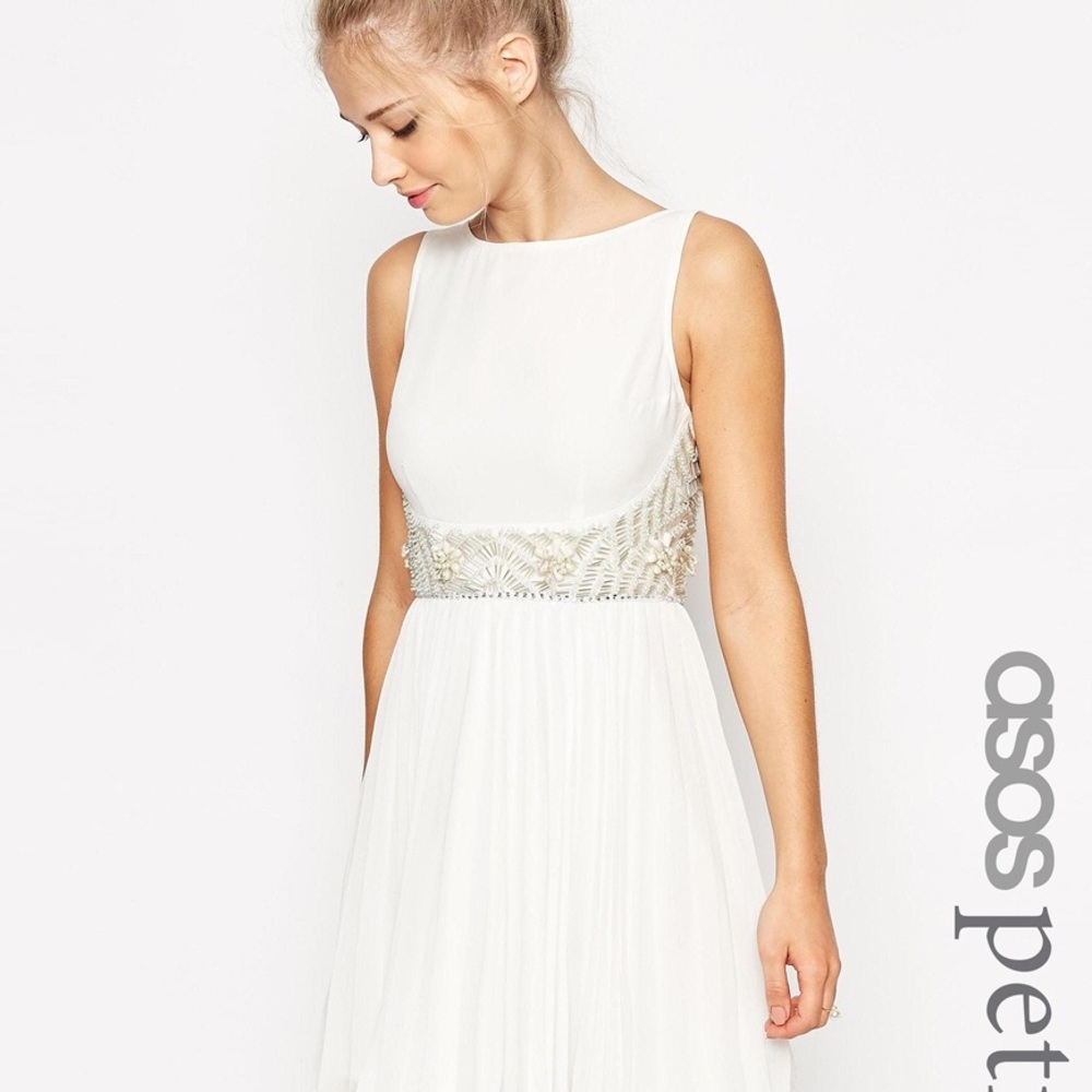 🎉ASOS White Waist Pleated Skirt Mini Dress💜